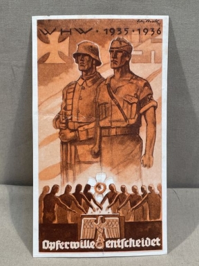 Original Nazi Era German WHW 1935-1936 Willingness to Sacrifice Commemorative Card