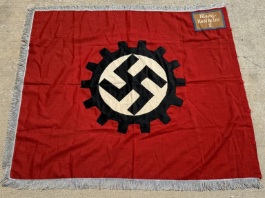 Original Nazi Era German DAF Group Flag, Approx. 48 x 56 Inch Size