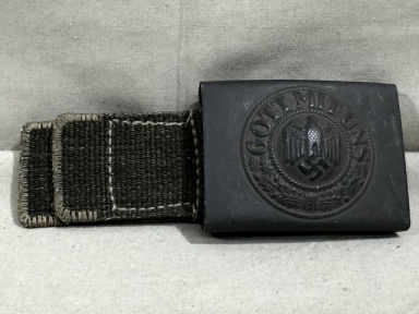 Original WWII German HEER (Army) Tropical (Afrikakorps) Belt Buckle w/Canvas Tab