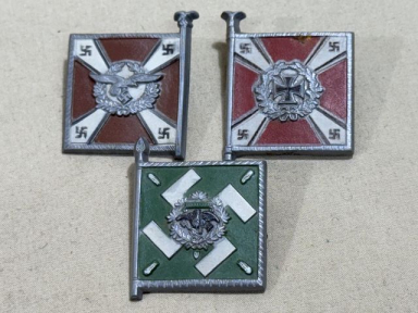 Original WWII German Flag Tinnies Set, LUFTNACHRICHTENTRUPPE/FLAK/GENERAL GÖRING