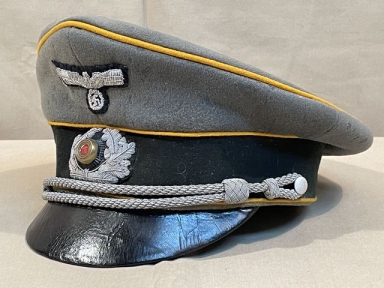 HOLD! Original WWII German Heer (Army) Signals Officer's Old Style Visor Cap