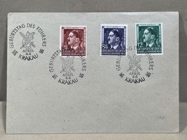 Original WWII German Commemorative Envelope, Hitler's Birthday 1944 KRAKAU