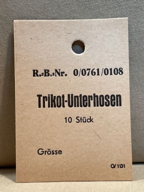Original WWII German Cardstock Clothing Tag, Trikot-Unterhosen 10 Stck