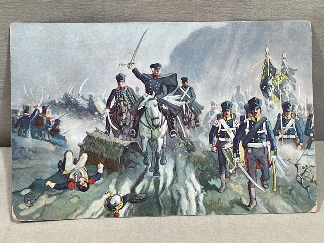 Original WWI German Military Themed Postcard, Die Vlkerschlacht 1813