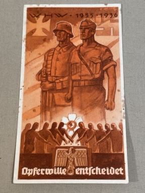 Original Nazi Era German WHW 1935-1936 Willingness to Sacrifice Commemorative Card