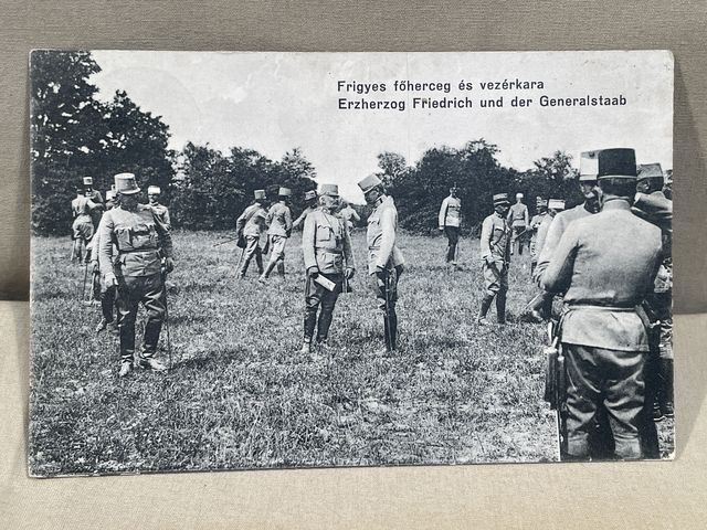 Original WWI German Military Themed Postcard, Archduke Friedrich and the General Staff