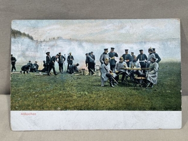 Original WWI German Military Themed Postcard, Abkochen