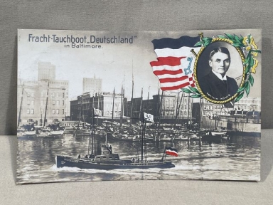 Original WWI German Military Themed Postcard, Fracht-Tauchboot Deutschland