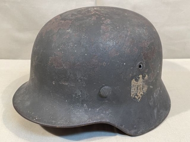 Original WWII German HEER (Army) M35 Single Decal Helmet with Liner - Uncleaned