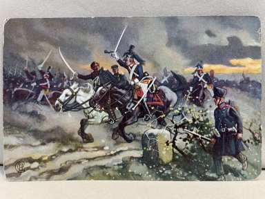 Original WWI German Military Themed Postcard, Die Vlkerschlacht 1813