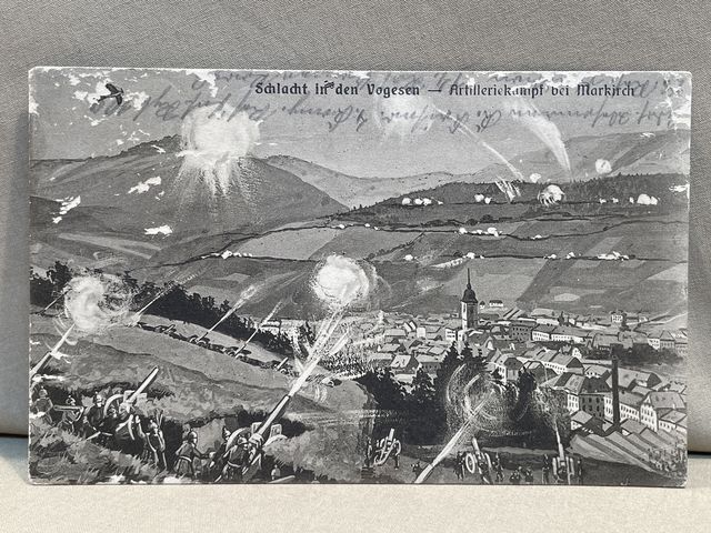 Original WWI German Military Themed Postcard, Schlacht in den Vogesen