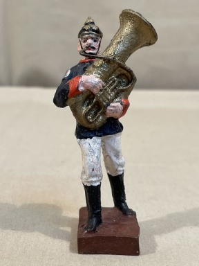 Original Weimar Era German Toy Soldier, Pre-WWI Uniform Marching w/Tuba, LINEOL