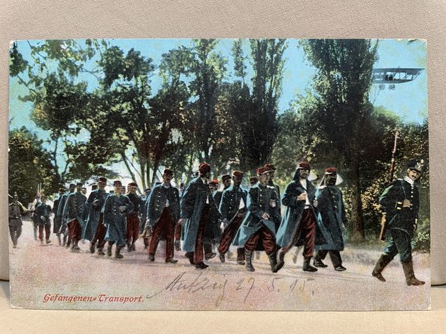 Original WWI German Military Themed Postcard, Gefangenen Transport (Prisoner Transport)