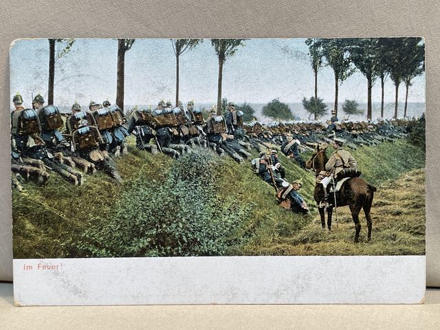 Original WWI German Military Themed Postcard, Im Feuer! (Under Fire!)
