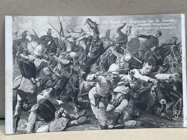 Original WWI German Military Themed Postcard, Damned Dutchman