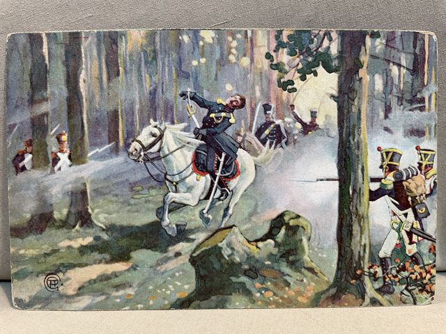 Original WWI German Military Themed Postcard, Die Vlkerschlacht 1813