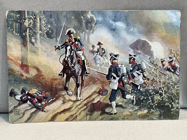 Original WWI German Military Themed Postcard, Die Vlkerschlacht 1813