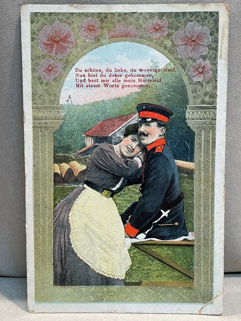 Original WWI German Military Themed Postcard, Poem