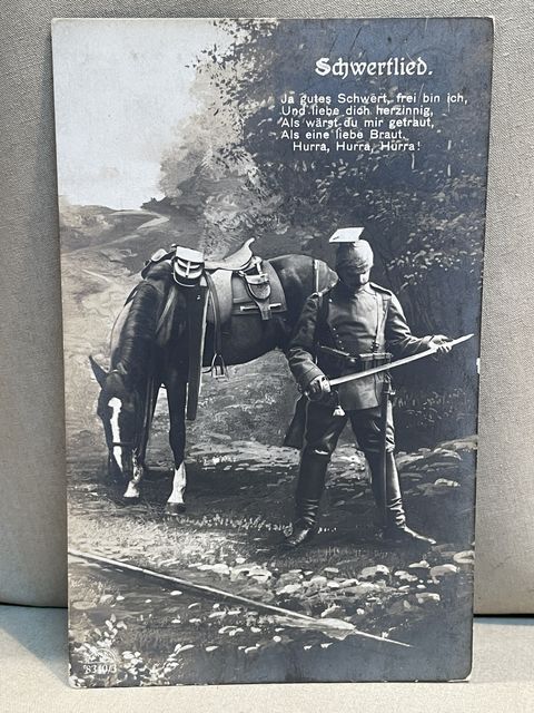 Original WWI German Military Themed Postcard, Schwertlied