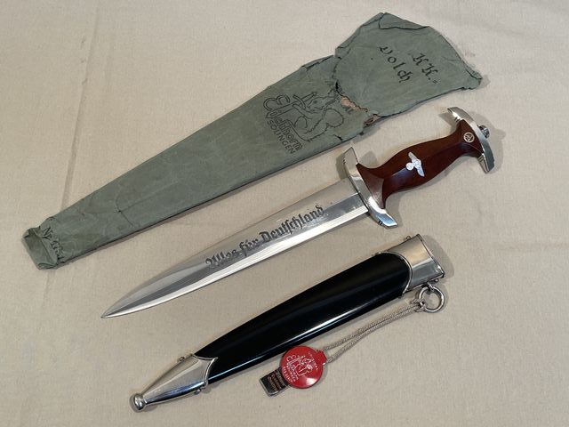 Original Nazi Era German NSKK Dagger Scabbard & Bag, Transitional EICKHORN