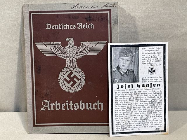 Original Nazi Era German Arbeitsbuch, 2nd Type PLUS Death Card