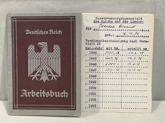 Original Nazi Era German Arbeitsbuch, 1st Type PLUS