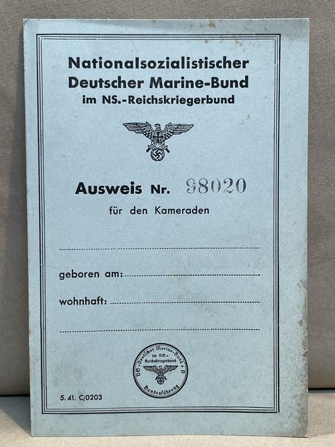 Original Nazi Era German NSDMB Membership/Dues Card, UNUSED