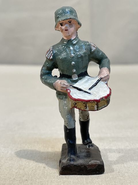Original Nazi Era German Toy Soldier Marching with Drum, SCHUSSO