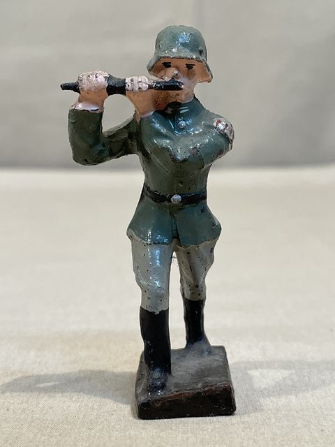 Original Nazi Era German Marching Flute Player Toy Soldier, SCHUSSO