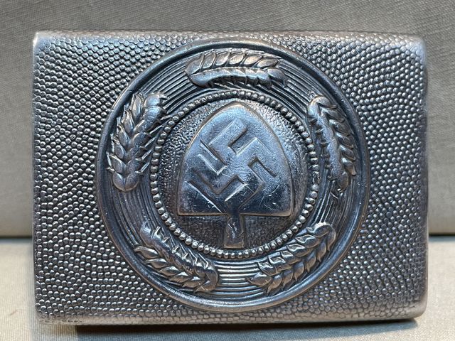 Original 1938 German Aluminum RAD Belt Buckle, Maker Marked & Dated