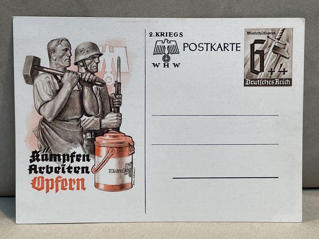 Original WWII German Postcard, WHW Kmpfen Arbeiten Opfern