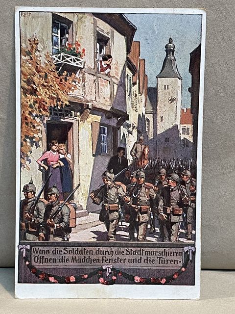 Original WWI German Military Themed Postcard, Unsere Feldgrauen