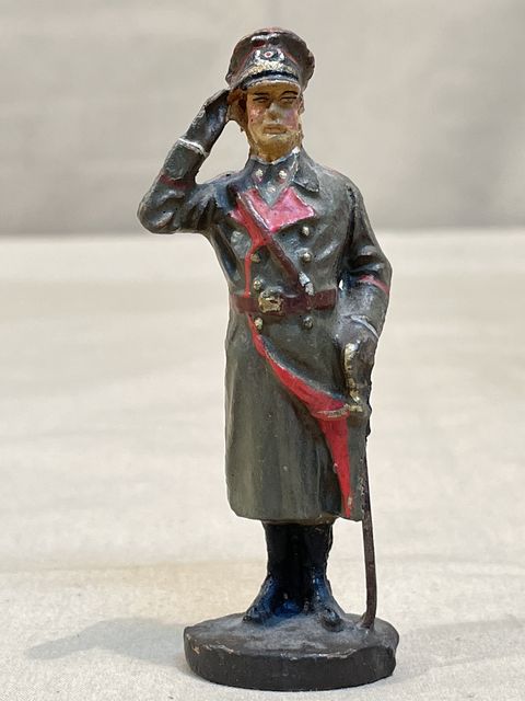Original Nazi Era German Army Toy Soldier General in Greatcoat, ELASTOLIN