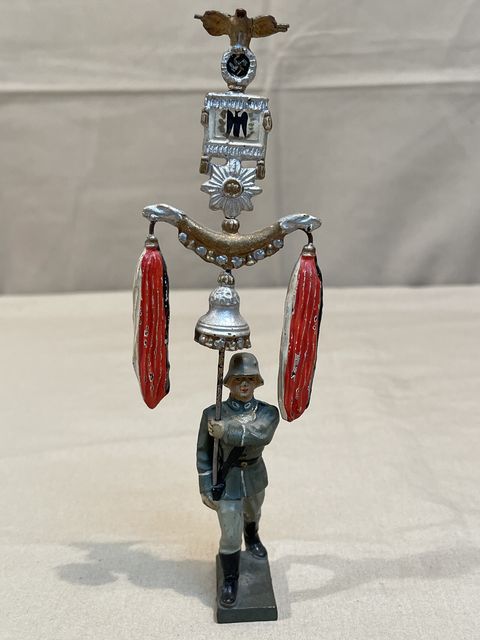 Original Nazi Era German Toy Soldier Marching with Jingling Johnny, LINEOL