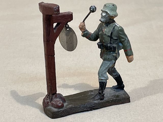 Original Nazi Era German Army Toy Soldier Gas Alarm, LINEOL