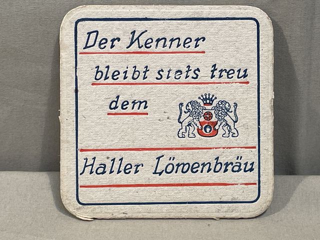 Original Nazi Era German Beer Stein Coaster, Haller L�roenbr�u