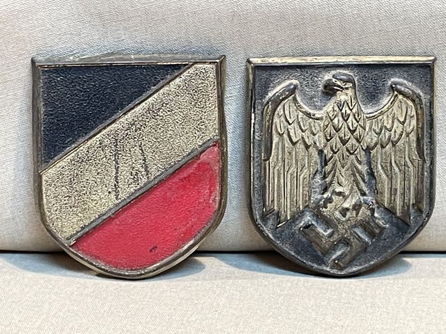 Original WWII German Metal Shields for Heer (Army) Pith Helmet, PAIR