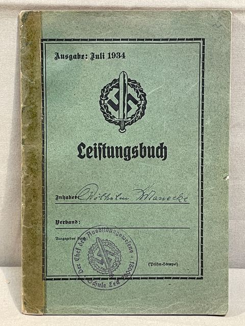 Original Nazi Era German SA Sports Badge Leistungsbuch (Performance Book)