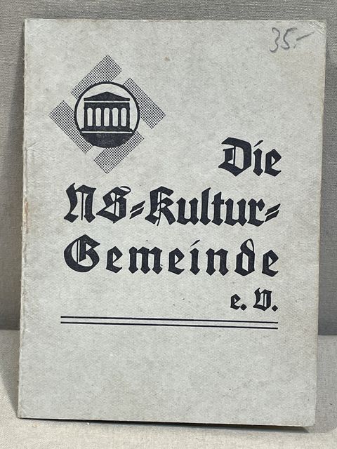 Original Nazi Era German NS Culture Community Membership Card, Die NS Kultur Gemeinde