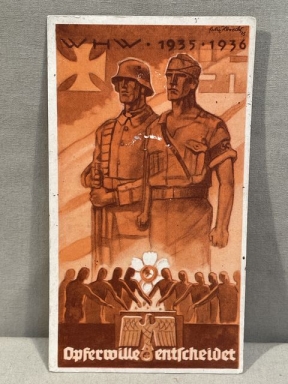 Original Nazi Era German WHW 1935-1936 Willingness to Sacrifice Commemorative Card