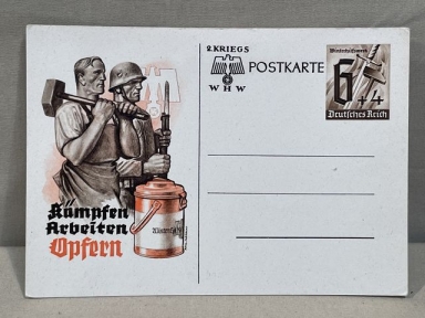 Original WWII German Postcard, WHW Kaempfen Arbeiten Opfern