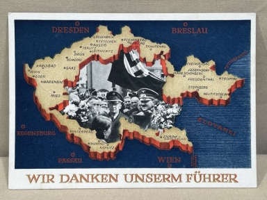 Original Nazi Era German HITLER Personality Postcard, WIR DANKEN UNSERM FUEHRER