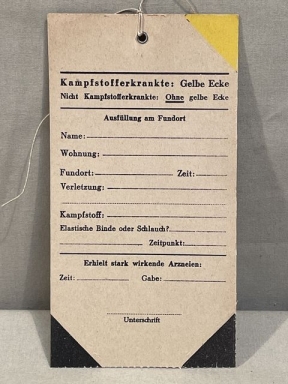 Original WWII German Medical Tag for Wounded Person