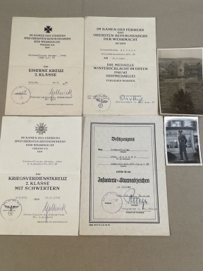 Original WWII German Award Documents & Photographs Grouping to Infantry Soldier