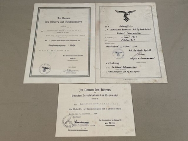 Original WWII German Luftwaffe (Air Force) Soldier's Award and Promotion Documents Set