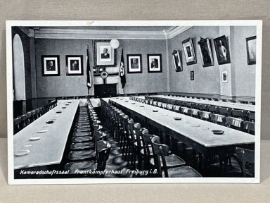 Original Nazi Era German Postcard, Fellowship Hall Veterans Home Freiburg