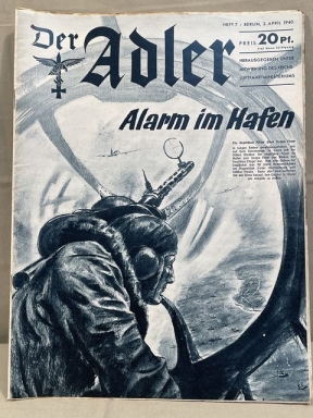 Original WWII German Luftwaffe Magazine Der Adler, April 1940
