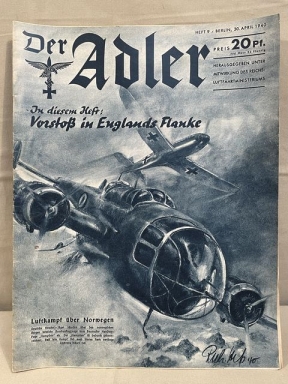 Original WWII German Luftwaffe Magazine Der Adler,  April 1940