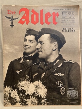 Original WWII German Luftwaffe Magazine Der Adler, FRENCH Language December 1941