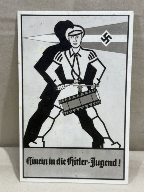 Original 1938 German Hitler-Jugend (Hitler Youth) Postcard, Hinein in Die HJ!